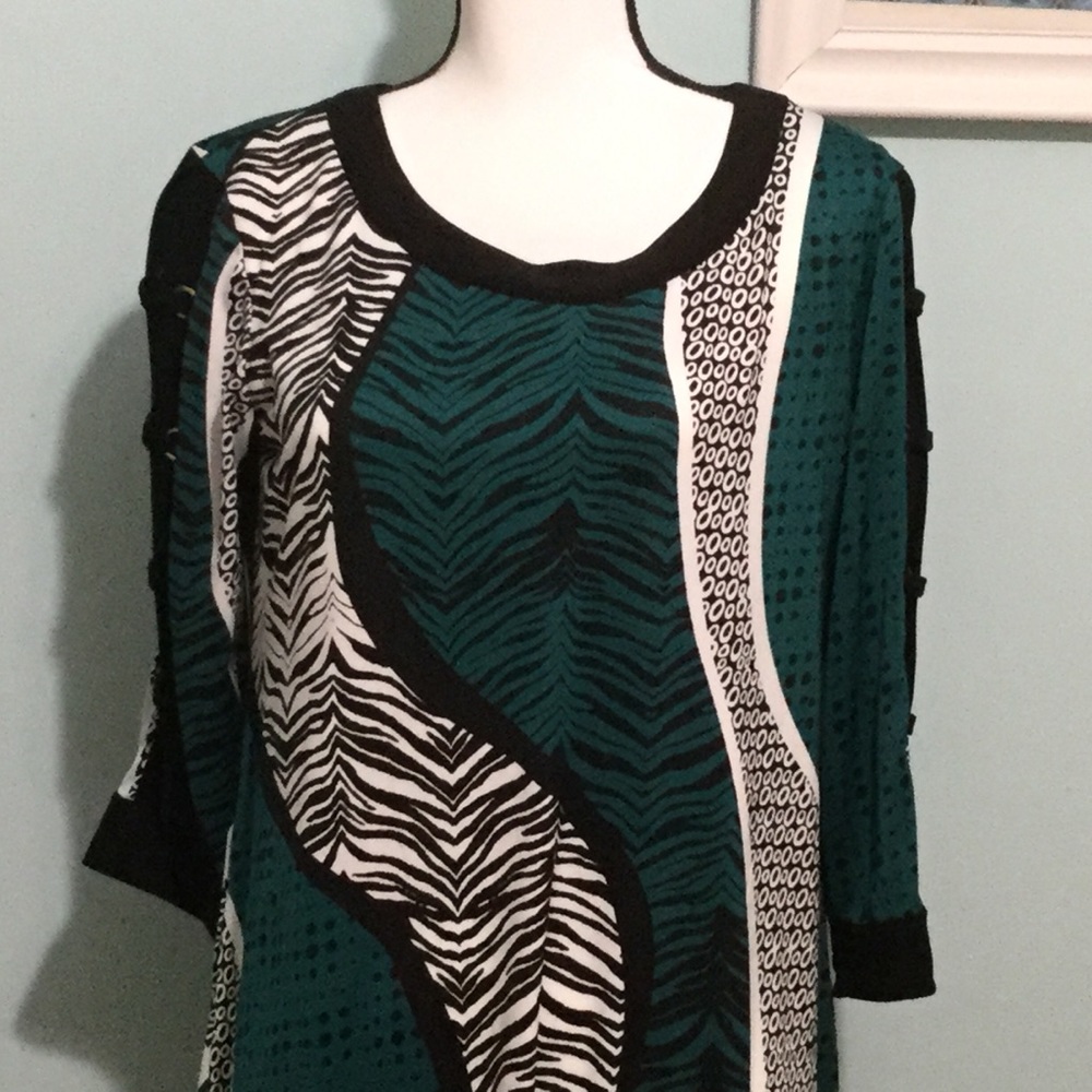 NWT - Per Seption  Concept- Green Print Dress - Picture 4 of 7